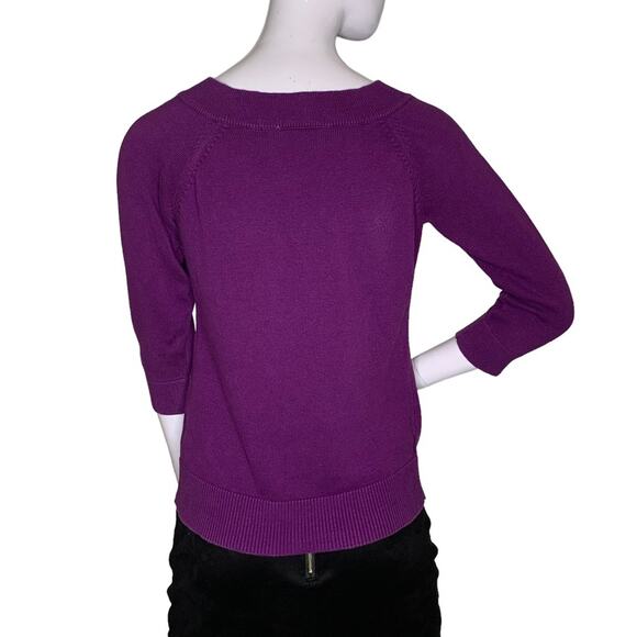 Loft Ann Taylor Women Top Pullover Plum Size S 3/4 Sleeve - Picture 7 of 7